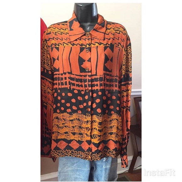 Vintage abstract print blouse - Picture 1 of 1